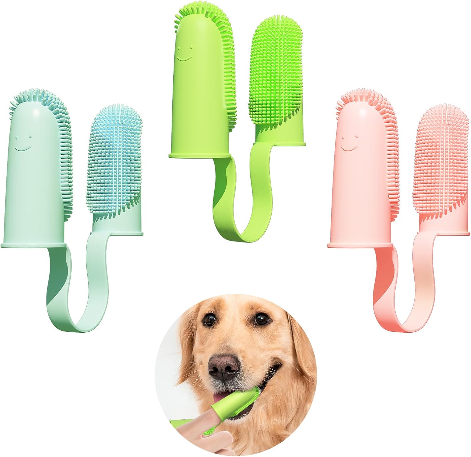 Toothbrush For Dog Finger Toothbrush Kit  135 Surround Bristles For Easy Teeth Cleaning  Double Finger Toothbrush Dental Care For Puppies  Cats And Small Pets Main image