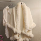 Thickened Knitted Cape With Furry Collar For FallWinter