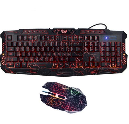J10 tricolor backlight wired gaming keyboard set colorful luminous gaming mouse keyboard Russian keyboard Main image