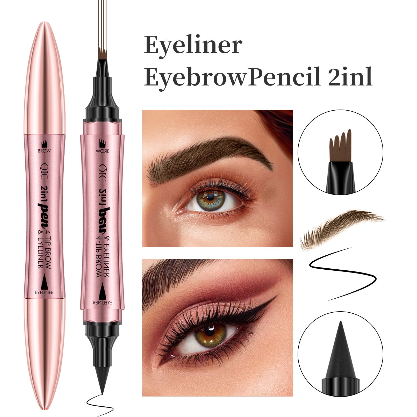 Double-headed 3D Micro-carved Liquid Four-fork Eyebrow Pencil Eyeliner 2-in-one Dual-purpose Eye Secondary image