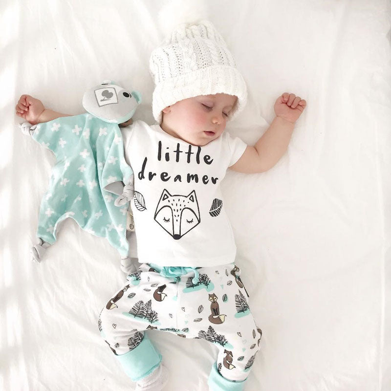 Newborn Baby Clothes Set T-shirt Tops Pants Little Boys and Girls Outfits Main image