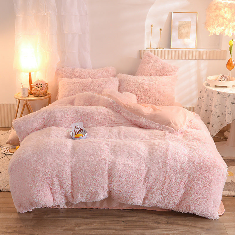 Luxury Thick Fleece Duvet Cover Queen King Winter Warm Bed Quilt Cover Pillowcase Fluffy Plush Shaggy Bedclothes Bedding Set Winter Body Keep Warm Main image
