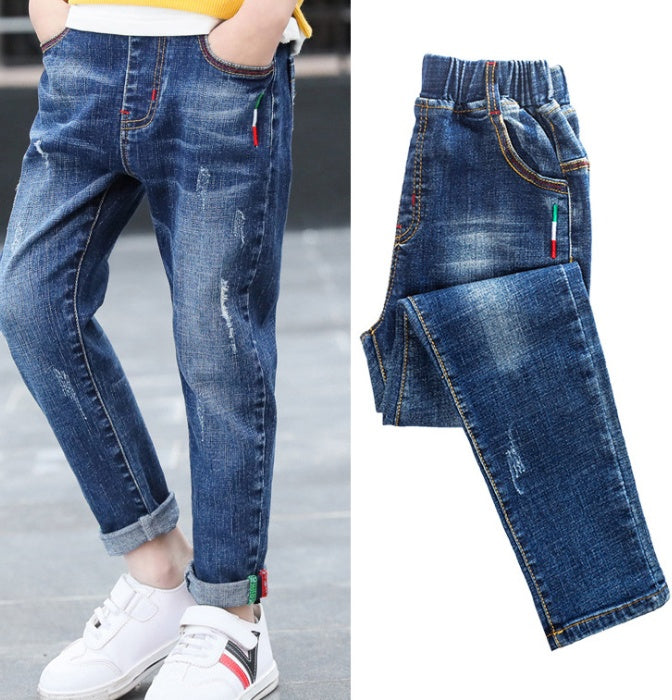 Boys' denim trousers, new style, big children's trousers, spring and autumn children's trousers Main image