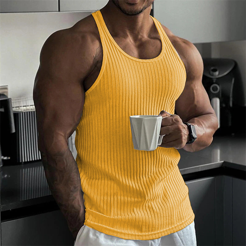 Vertical Stripe Fashion Sportswear Breathable Training Sleeveless