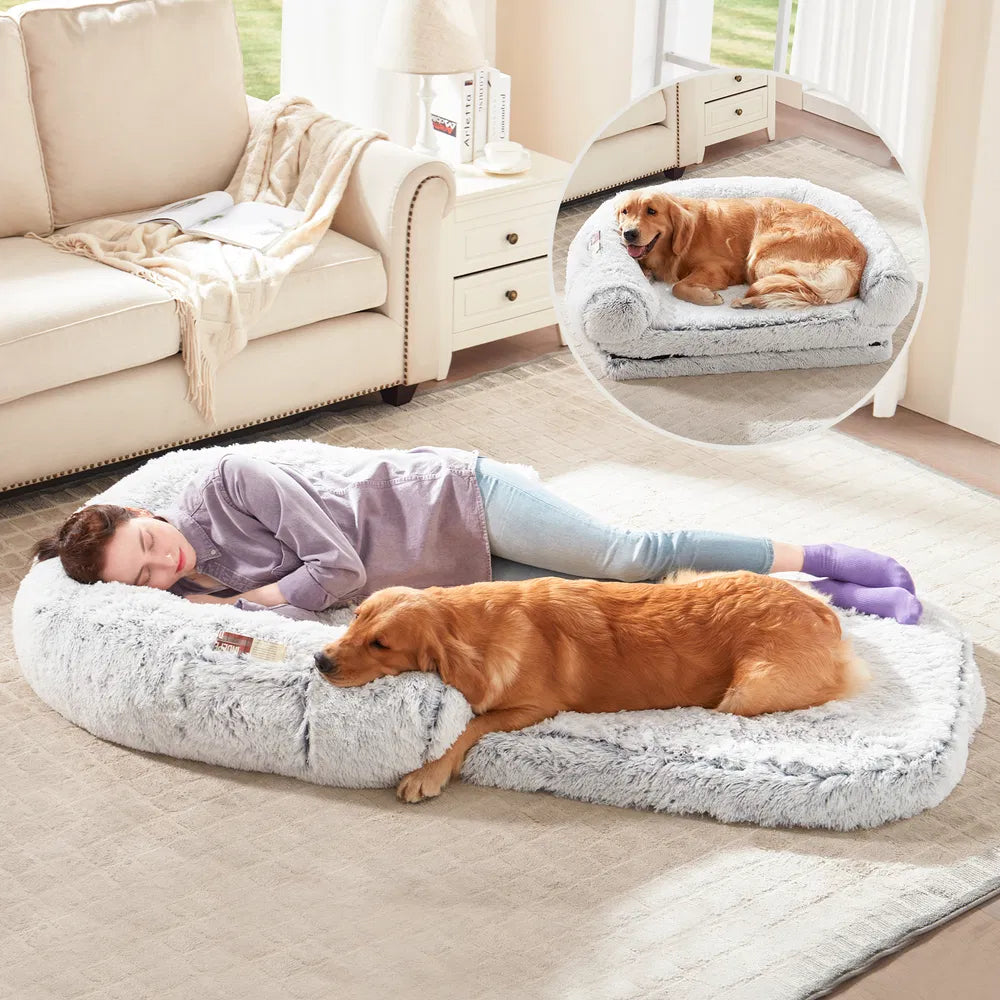Human Dog Bed, 71"x43"x12" Dog Beds For Large Dogs, Foldable Plush Washable Dog Bed For People Doze Off, Orthopedic Dog Beds For Humans Size Fits You And Pets
