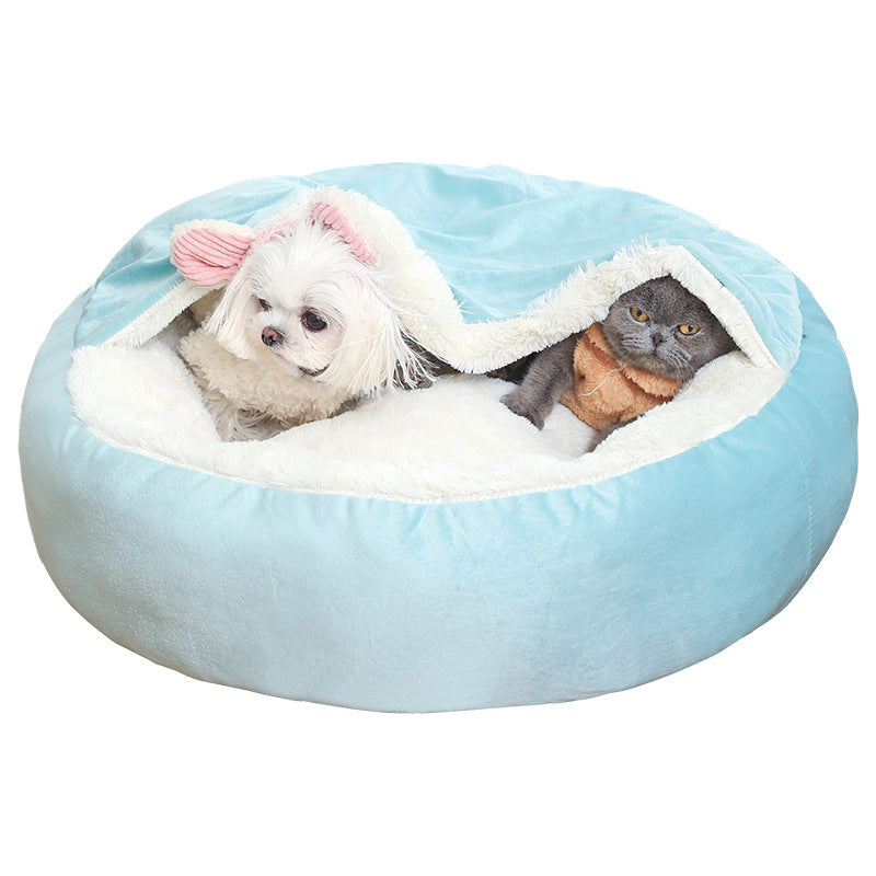 Orthopedic Dog Bed With Hooded Blanket Winter Warm Waterproof Dirt Resistant Cat Puppy House Cuddler Machine Secondary image