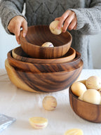 Kitchen Natural Wooden Bowl Household Fruit Bowl Salad Bowl For Home Restaurant Food Container Wooden Utensils Note The Size Hot