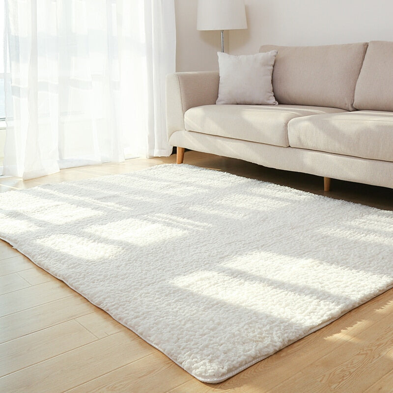 Living Room Rug Area Solid Carpet Fluffy Soft Home Decor White Plush Carpet Bedroom Carpet Kitchen Floor Mats White Rug Tapete Main image