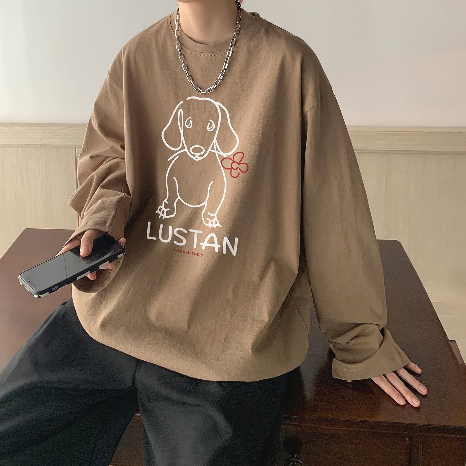 Cartoon Puppy Printed Long Sleeve T-shirt Secondary image