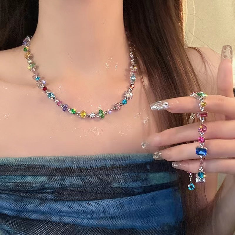 Sweetheart Candy Colorful Crystal Zircon Necklace
