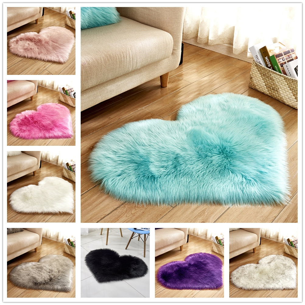 Plush Heart Shaped Carpet Non-Slip Mat Fluffy Rug Floor Mat Blanket Sofa Cushion Foot Pad Carpets For Living Room Home Decor Main image