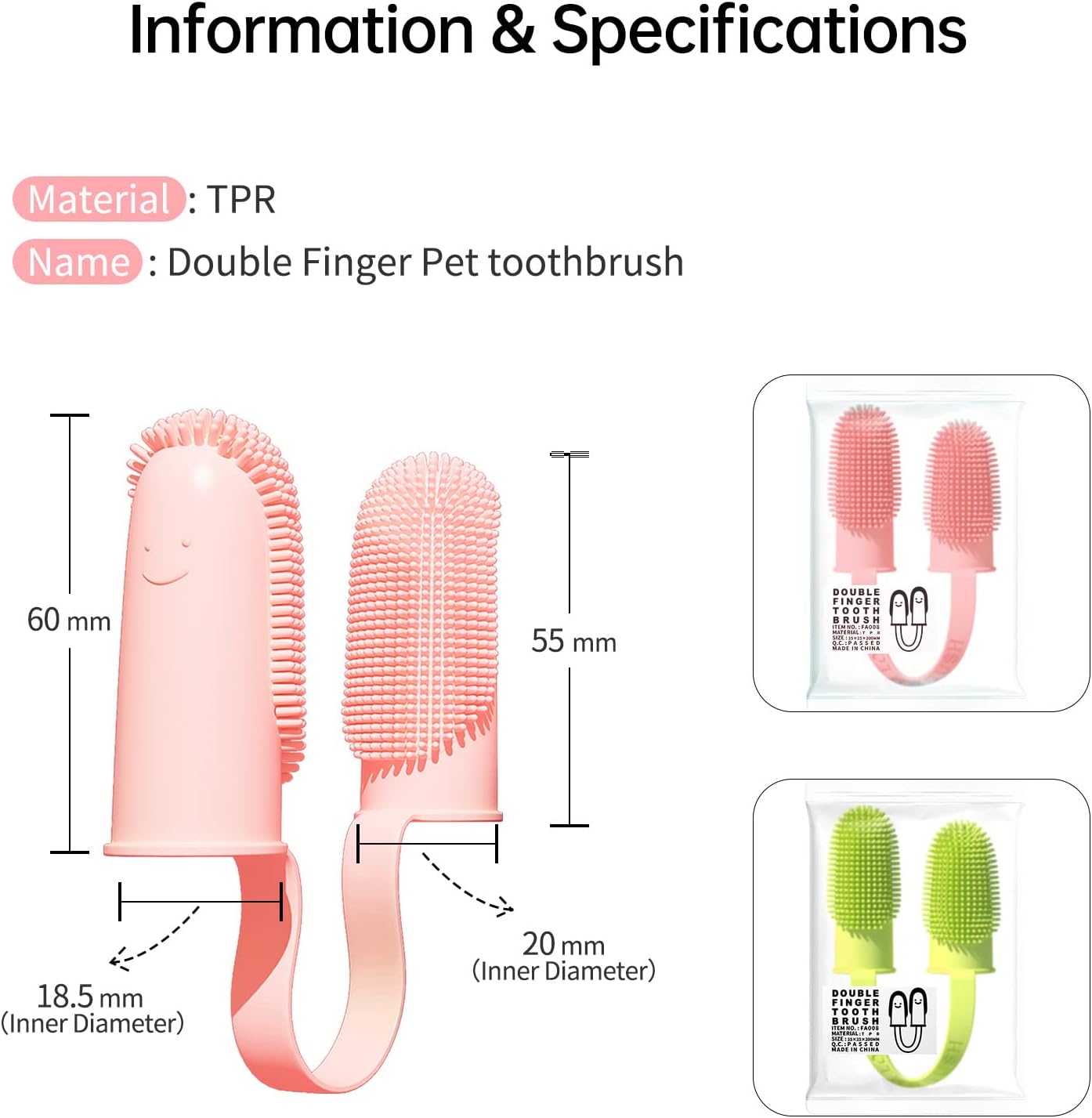 Toothbrush For Dog Finger Toothbrush Kit  135 Surround Bristles For Easy Teeth Cleaning  Double Finger Toothbrush Dental Care For Puppies  Cats And Small Pets Secondary image