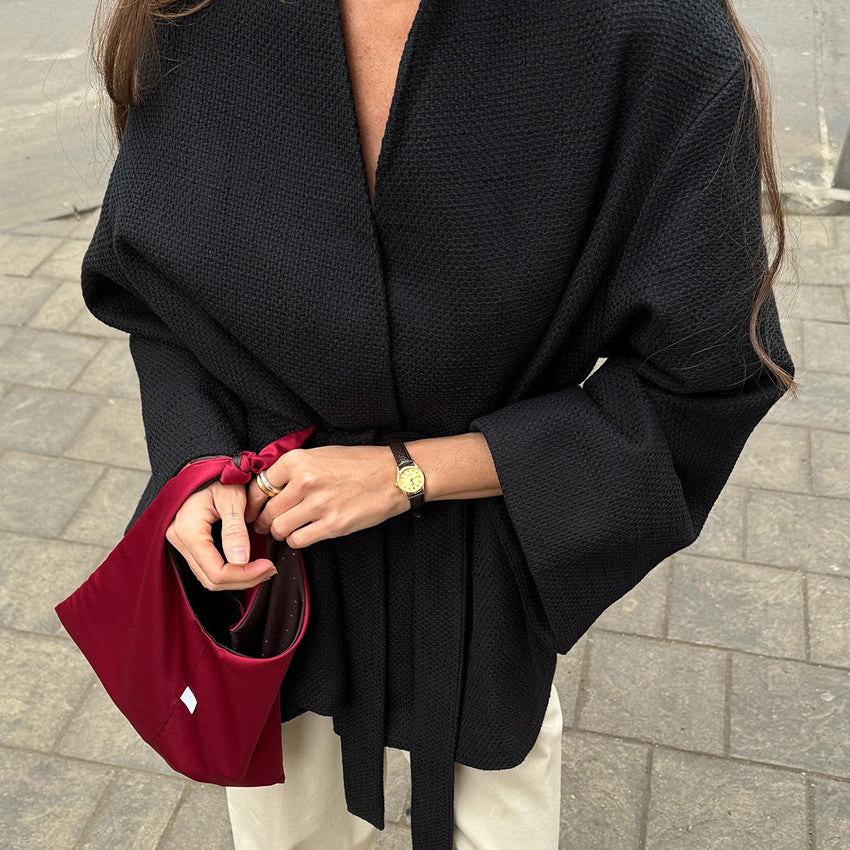 Women's V-neck Lace-up Chanel-style Long-sleeve Jacket Main image