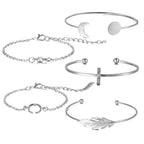 Set Of 5 Geometric Round Bracelets