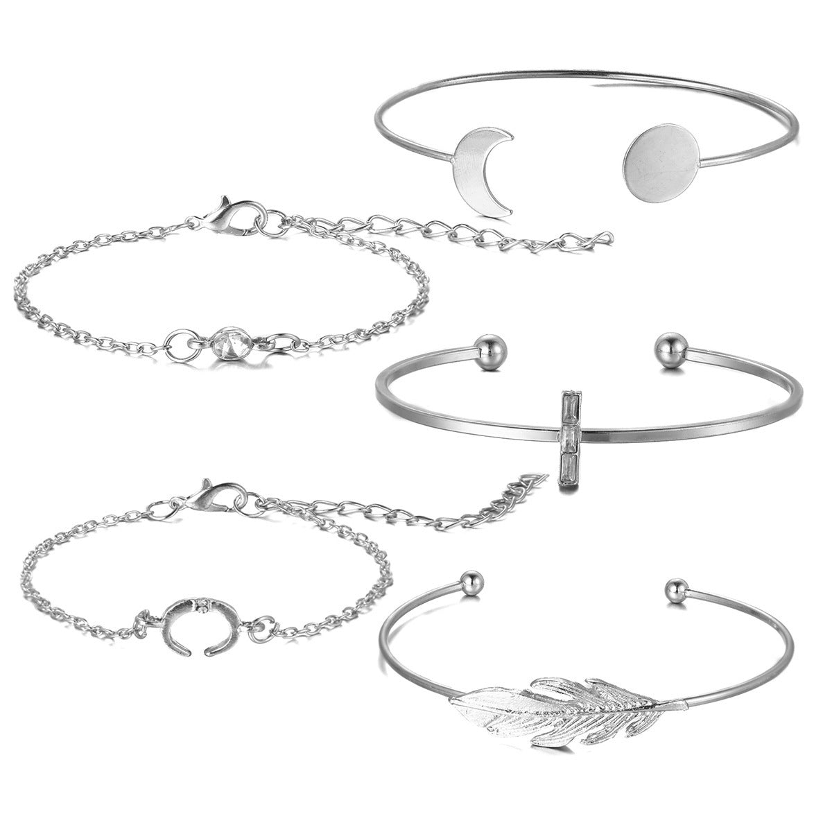 Set Of 5 Geometric Round Bracelets