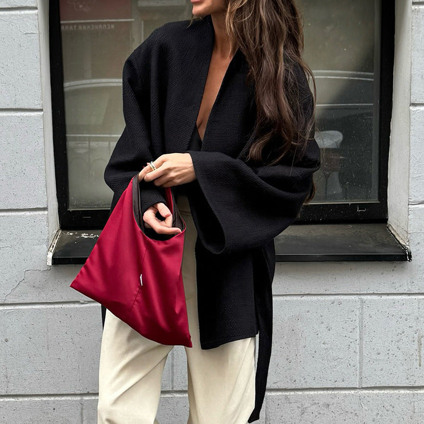 Women's V-neck Lace-up Chanel-style Long-sleeve Jacket