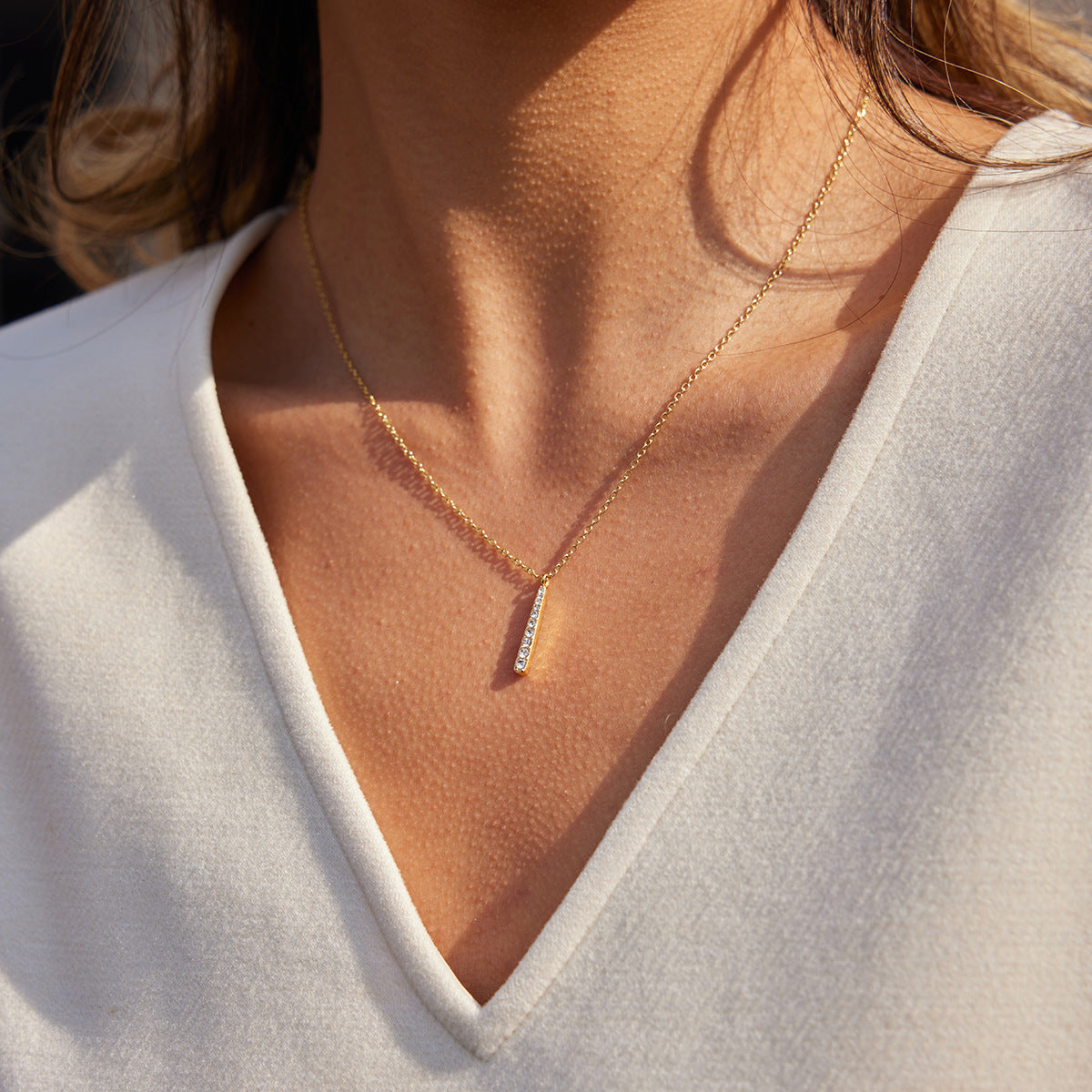 Titanium Steel Zircon Necklace Womens Jewelry Stainless Steel Earrings That Wont Fade Secondary image