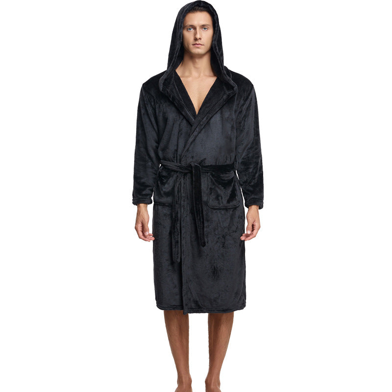 Couple Hooded Flannel Robes For Autumn And Winter Main image