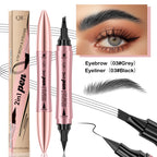 Double-headed 3D Micro-carved Liquid Four-fork Eyebrow Pencil Eyeliner 2-in-one Dual-purpose Eye