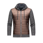 Stylish Warm Patchwork Leather Hooded Cotton Coat