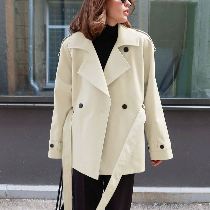 Women's Loose-Fit Trench Coat With Lapel Collar Defined Waist And Belt Secondary image