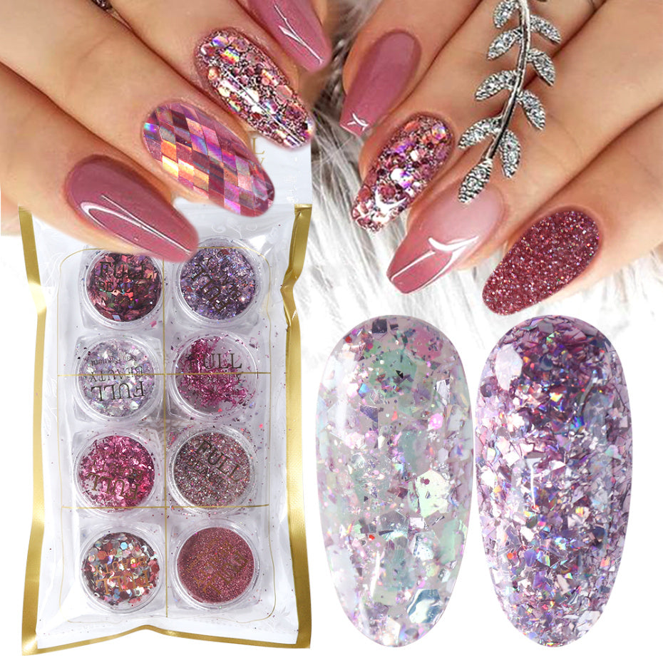 8 Box Mix Glitter Nail Art Powder Flakes Set Main image