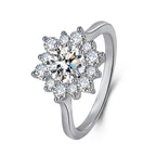 Elegant Full-diamond Snowflake Stud Earrings Pendant Necklace And Ring Jewelry Set