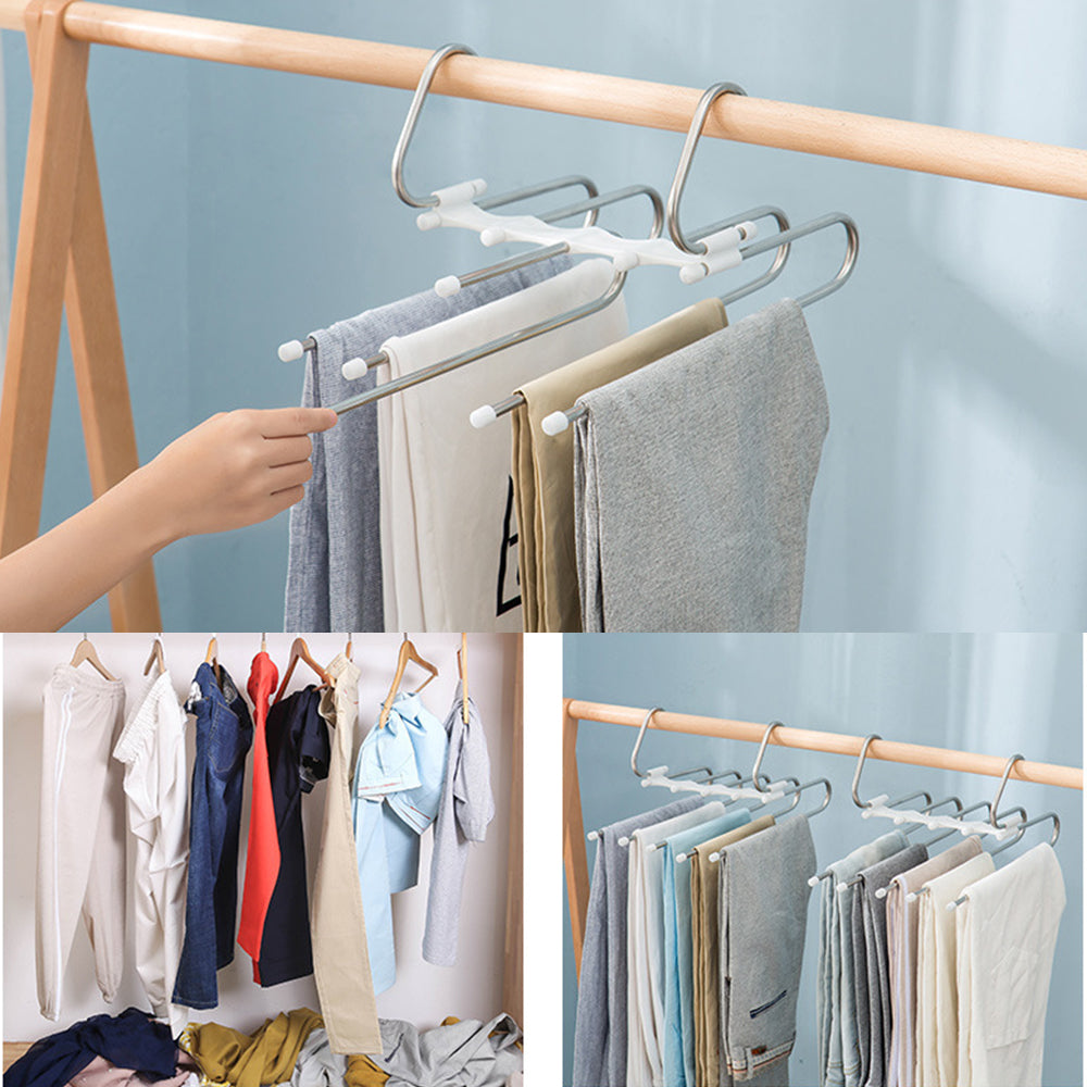 5 In 1 Wardrobe Hanger Multi-functional Clothes Hangers Pants Stainless Steel Magic Wardrobe Clothing Hangers For Clothes Rack Secondary image