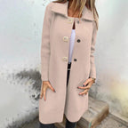 Women's Solid-color Mid-length Wool Coat With A Single-breasted Design