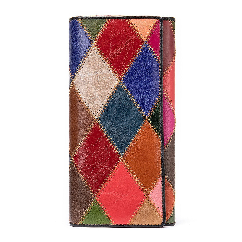 Women's Leather Storage Mid-length Personalized Cowhide Stitching Wallet