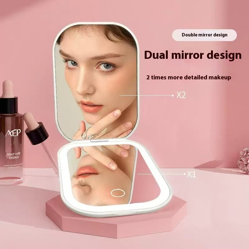 Ultra-thin Foldable Cosmetic Mirror With Light Tricolour Light Convenient HD Luminous Secondary image