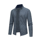 Solid Color Stand Collar Diamond Pattern Knit Casual Fashion Jacket