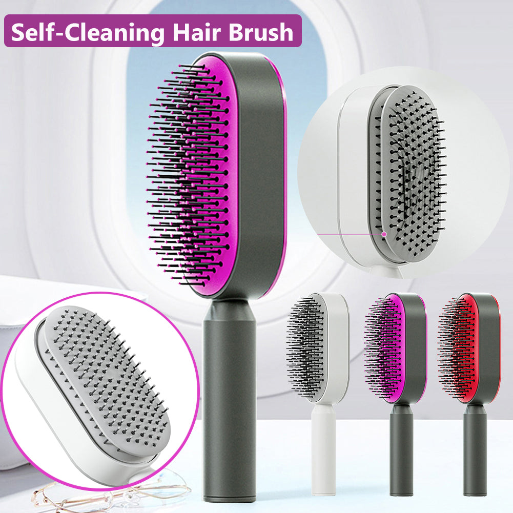 Self Cleaning Hair Brush For Women One-key Cleaning Hair Loss Airbag Massage Scalp Comb Anti-Static Hairbrush Main image