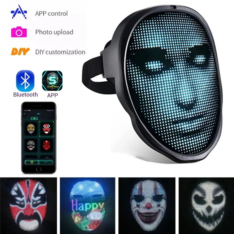 Halloween Face Masks Full Color LED Luminous Mask Face Changing Mask Party Bar Props Main image
