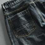 Mens Retro Washed Denim Blue Trousers