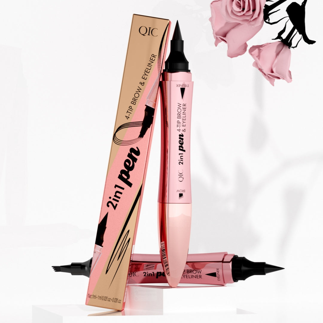 Double-headed 3D Micro-carved Liquid Four-fork Eyebrow Pencil Eyeliner 2-in-one Dual-purpose Eye Main image