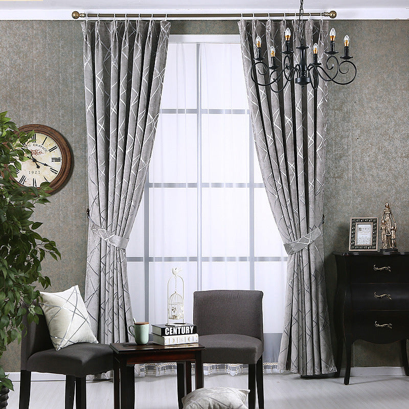 Solid Color Simple Modern Light Luxury Living Room Chenille Blackout Curtains Main image