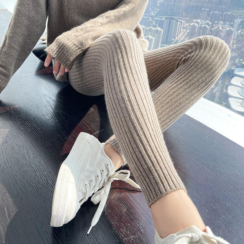 Versatile Solid-Color Ribbed Knit Pants For Women To Wear At Home Secondary image