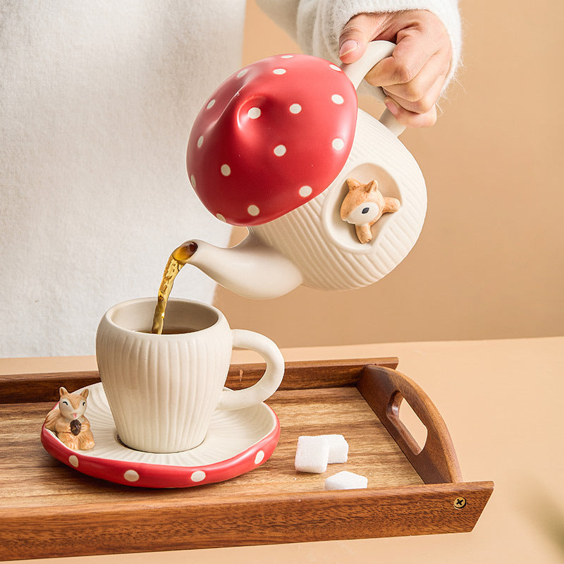 Mushroom Ceramic Tea Kettle Coffee Set