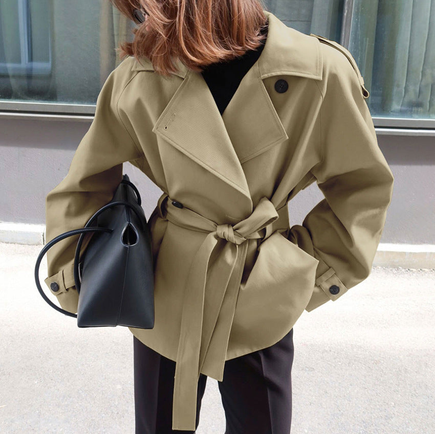 Women's Loose-Fit Trench Coat With Lapel Collar Defined Waist And Belt Main image