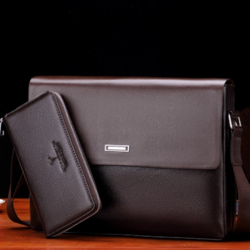 Trendy Men's Business Office And Casual Large-capacity Leather Bag